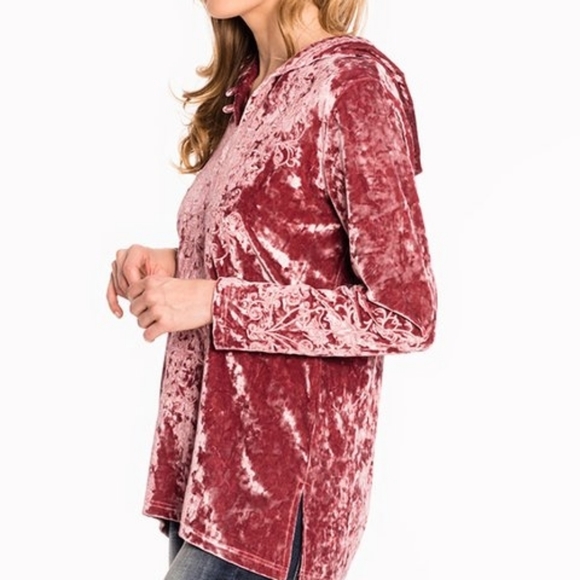 NWT Paparazzi Embroidered Crushed Velvet Hoodie XL - Picture 4 of 4